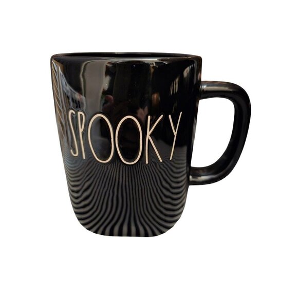 NWT Rae Dunn Spooky Halloween Mug Black White Writing 2021 - Picture 1 of 10